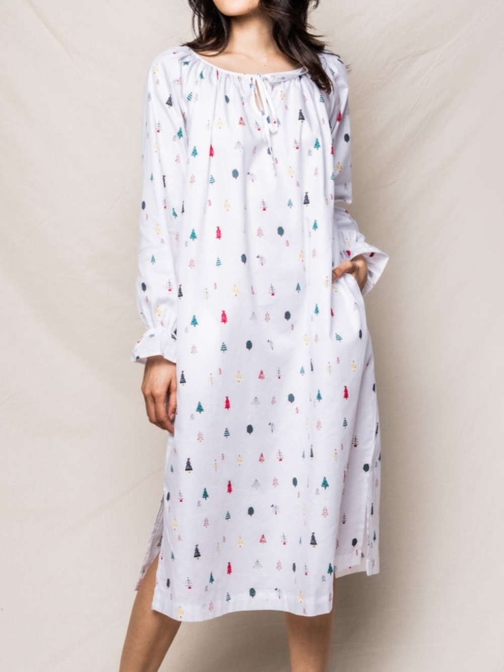 Petite Plume Delphine Nightgown Women’s Medium Merry Trees Christmas Sleep Dress